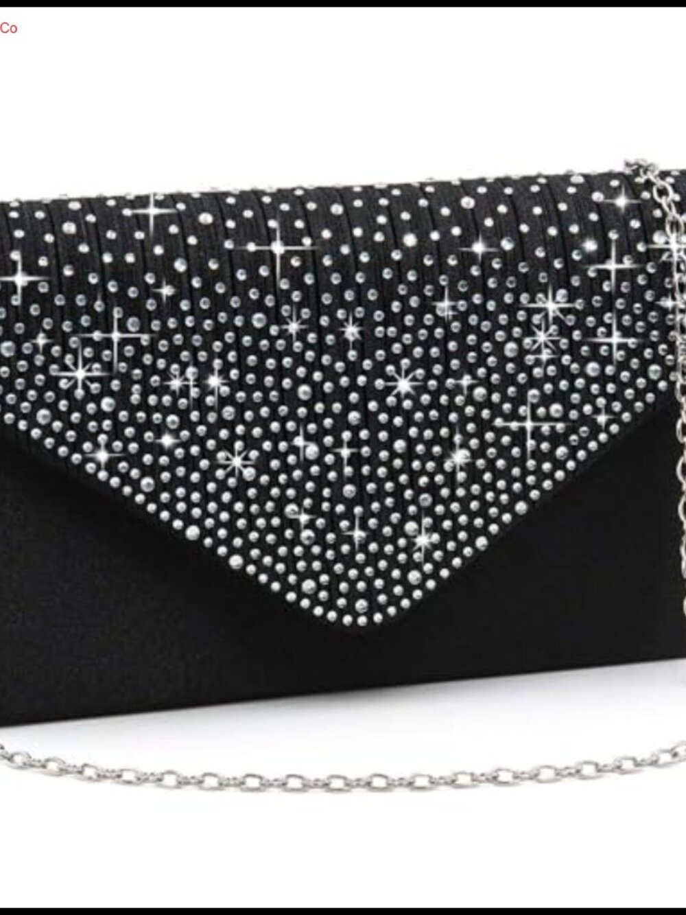 Sparkling Rhinestone Envelope Clutch Evening Bag with Detachable Chain